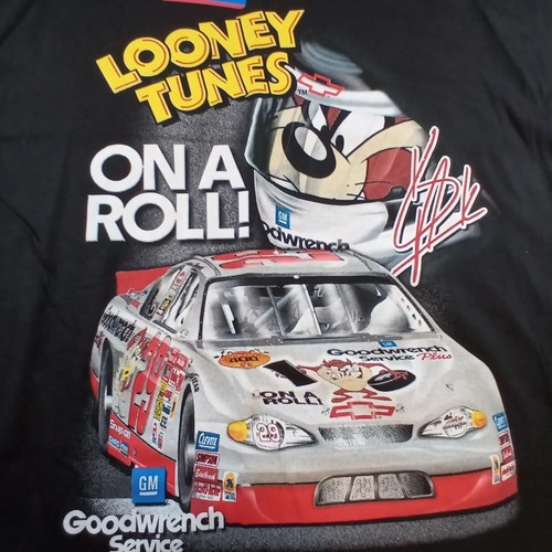 Vintage 90s Kevin Harvick T Shirt Mens Medium Black Looney Tunes Taz Nascar NWT - Picture 7 of 12