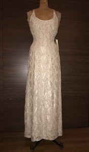 Kay Unger Champagne & Beige Beaded Gown NWT  - Size 6