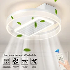 20'' Modern Bladeless White Fan Lights LED Ceiling Light kit With Remote Control