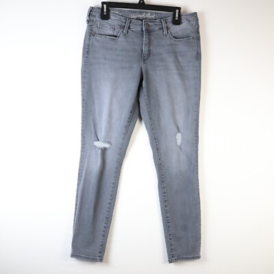 Universal Thread Sz 10/30R High Rise Skinny Crop Jeans Stretch Distressed  Gray