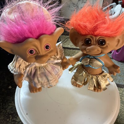 VTG 10” Troll Dolls Lot Of Pink Orange Hair
