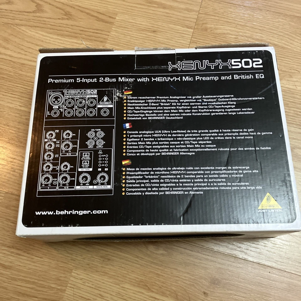 Behringer Xenyx 502 Premium 5-Input 2-Bus Sound Mixer With Adapter - Image 2 of 4