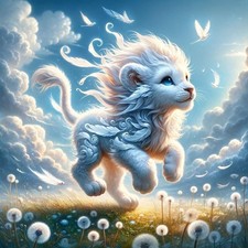 Diamond Art Kits for Adult, White Lion Round Diamond Painting Kit for Beginners