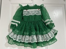 Vintage girl dress Martha s Miniatures 3T green sheer frilly ruffles
