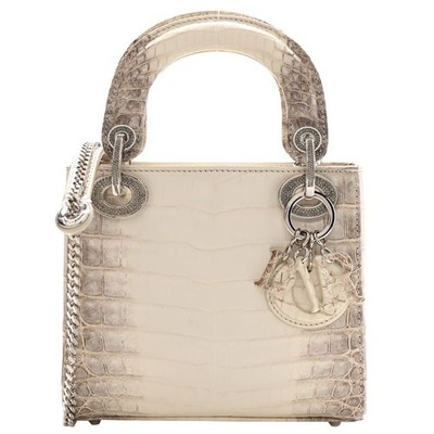 Christian Dior Lady Dior Bag Niloticus Crocodile Himalaya White