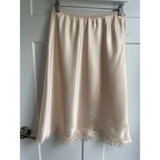 Vintage 80s 90s Maidenform Satin Half Slip Lace Trim Champagne Cream Large
