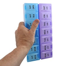 Jumbo Extra Large 9 x 4.75 Pill Organizer 7 Day 2 Times a Day Weekly Pill Box...