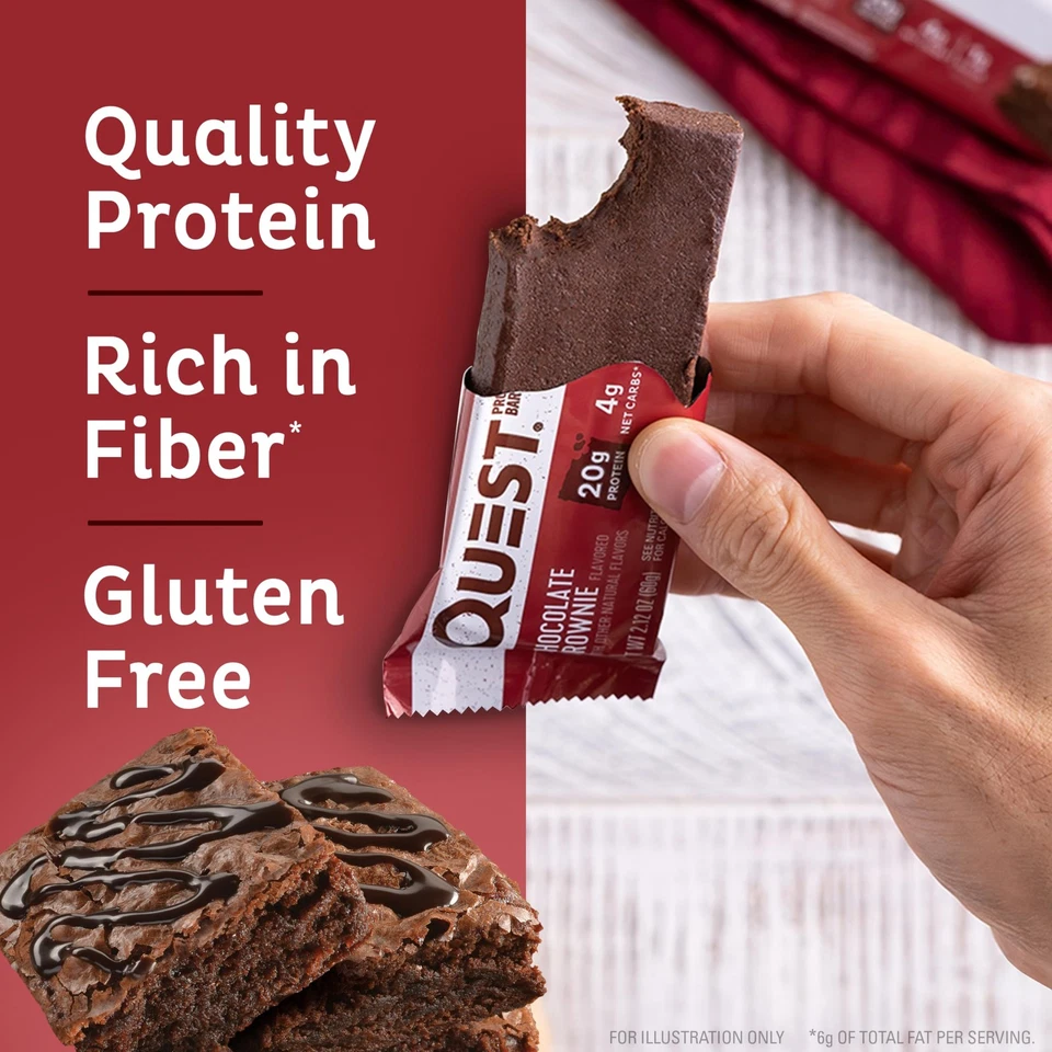 Quest Nutrition Chocolate Brownie Protein Bar, 20g Protein, 1g Sugar, 4g Net ... - Image 3 of 4