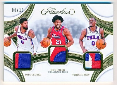 2024-25 Flawless George Embiid Maxey Triple Gold Patch #TP-PHI (08/10) - JSY #