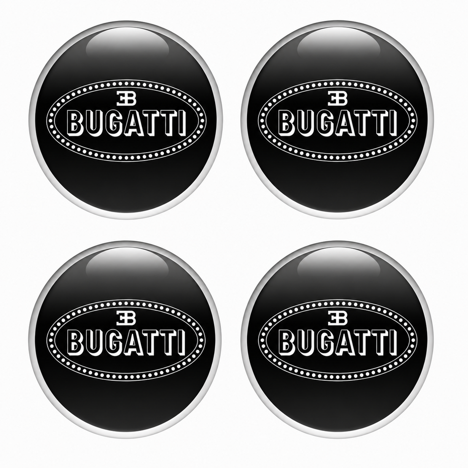 Bugatti Glossy Stickers 4pcs Decals Resin Badge Wheel Center Caps Rims ...