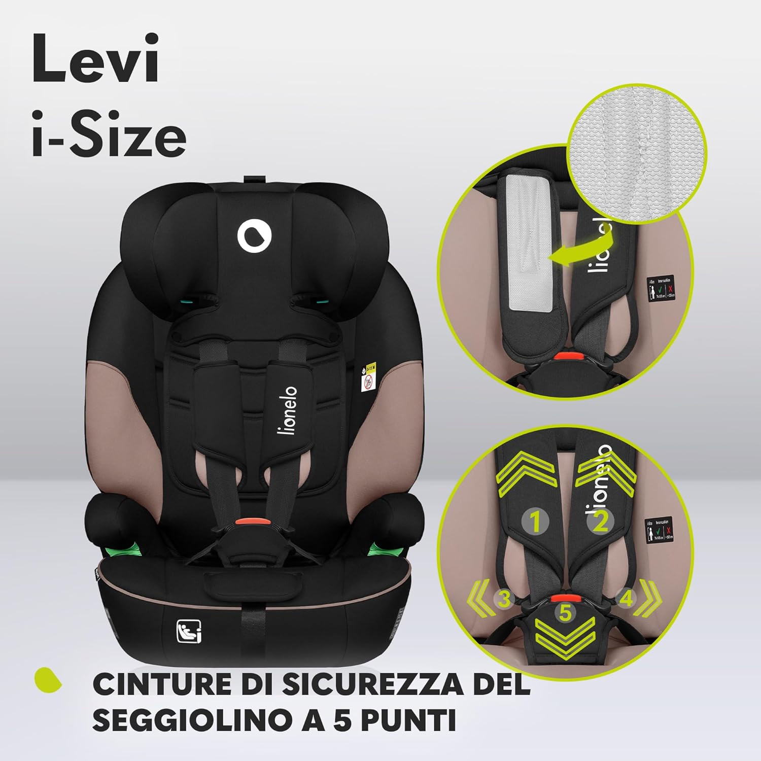Seggiolino Auto Levi I-Size per Bambini 76-150 cm foto 5