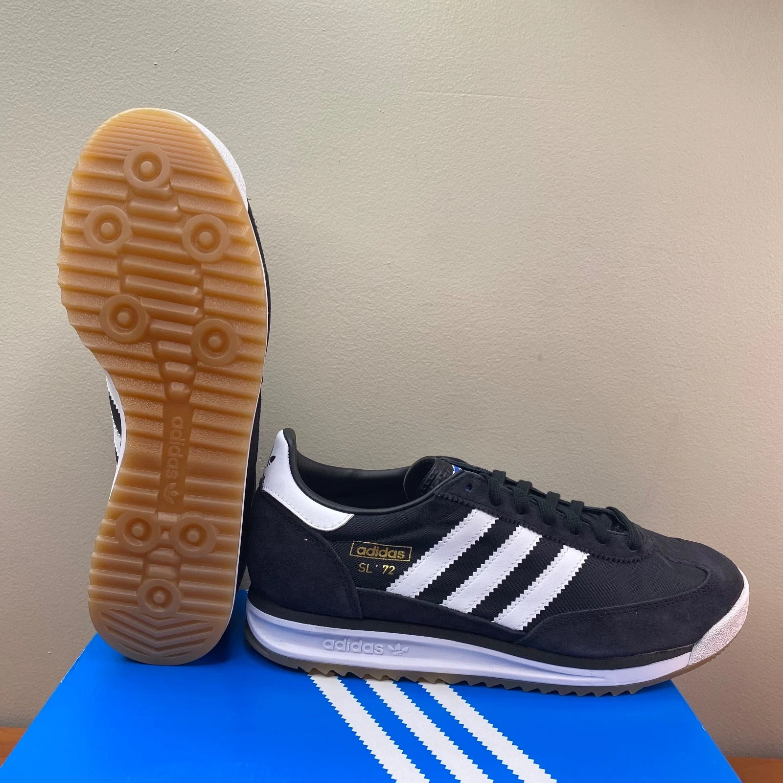 Adidas Originals SL 72 RS Suede Sneakers Mens Size 9.5 JI1282 'Black White'