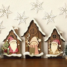 Redbaker 3 Pcs Christmas Decorations Indoor Wooden Gnome Table Decor Vintage... 