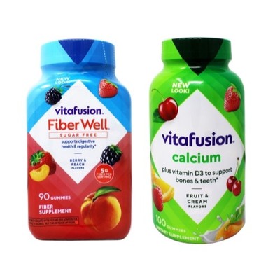 Vitafusion Fiber Well Sugar Free Fiber Supplement & Chewable Calcium Gummies