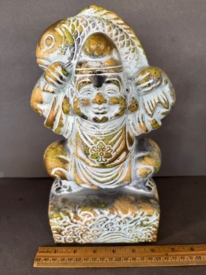 SUDO DAIKOKUTEN EBISU GOD OF FISHING NAGOYA JAPANESE METAL STATUE FIGURINE VTG