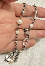 Silpada .925 Quartz Pearl Necklace w/Lobster Clasp N1602 16-18" Retired