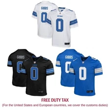 YOUTH Gibbs Lions Blue/Black/White All Size Stitched Jersey