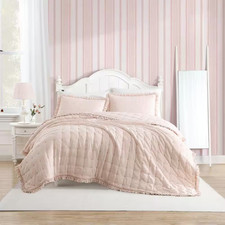 Hailee 3-Piece Pink Microfiber Full/Queen Quilt Set