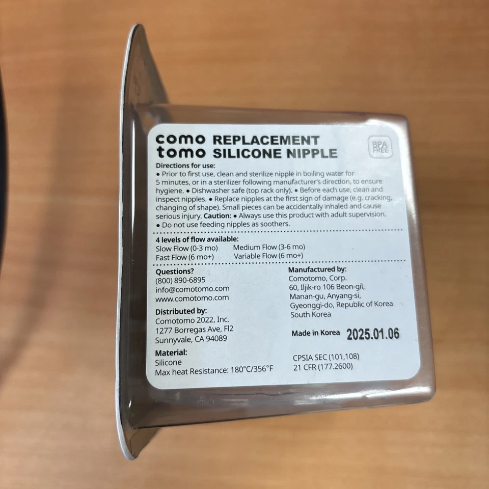 Paquete de 2 pezones de silicona de repuesto Como Tomo flujo lento 0-3 meses Foto 2 de 4