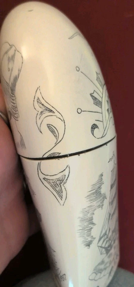 Réplica de arte náutico vintage de baratija de dientes de ballena/caja de recuerdo Foto 4 de 4