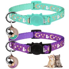 2 Pcs Breakaway Cat Collars with Bell Glow In The Dark Kitten Collars
