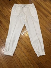 C&C California 100% Linen White Pants w/Cuffed Ankles Women's XL