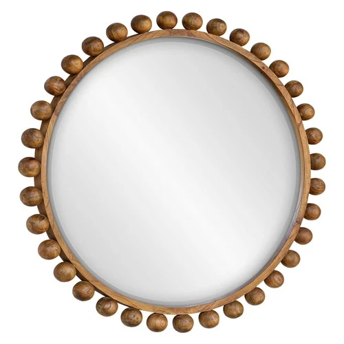 Uttermost 08176 Cyra 44" Diameter Circular Beveled Accent Mirror - Brown - Picture 2 of 6