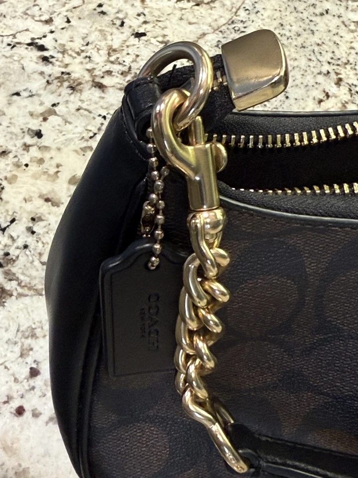 Beautiful Coach Teri Shoulder Crossbody Bag In Signature Canvas Brown/Black - Image 4 of 4