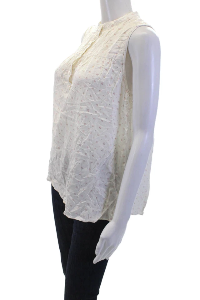 Hatch Women Boho Floral High Neck Sleeveless Rayon Blouse Button Size 1 - Image 2 of 4