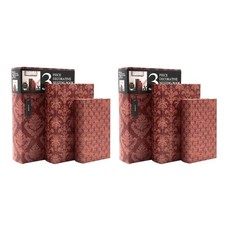 2 Set Storage Farmhouse Memory Book Boxes Set of 3, Red Brown Gold, 12 Inch...