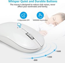 Silver - LeadsaiL Wireless Keyboard and Mouse Combo, Wireless USB Mouse and