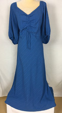 Terra and Sky Dress Size 4X Blue Ruched Front Midi Short Sleeves New w Tags