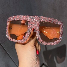 Fashion Women's Sunglasses Hip Hop Style Big Frame Sparkling Party Accessories