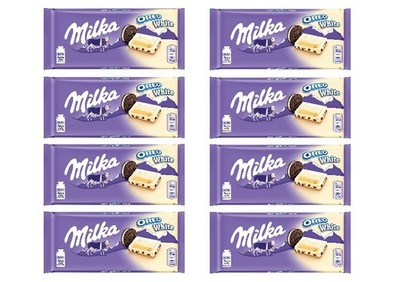 8x Milka Oreo White Alpine Milk Chocolate Bars with Cookie Filling 100g 3.5oz