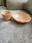 Vintage Set Of Shawnee Planter and  matching Dish, pale pink In Great Condition