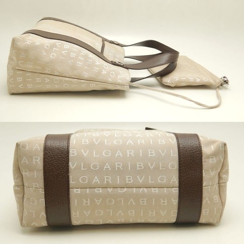 Borsa tote BVLGARI Logomania tela/pelle beige/252838 - Foto 4 di 9