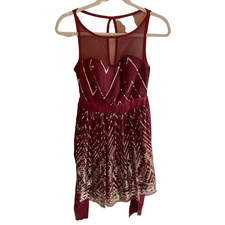 Rue21 NWT Maroon Gold Sleeveless Sequined Dress Zip Up Back Homecoming Size 3