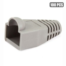 100 Pcs RJ45 Ethernet Network Boot Cap Cable End Plug Connector Cat6 Cat5E Gray