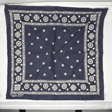 Vintage Grey Blue WASHFAST Color Cotton Poly RN 14193 Bandana Handkerchief USA
