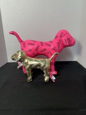 Victoria's Secret PINK brand collectible plush dog, vinyl or faux leather
