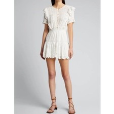 Love Shack Fancy Sheldon Cotton White Eyelet Tiered Mini Dress Sz Small Coquette