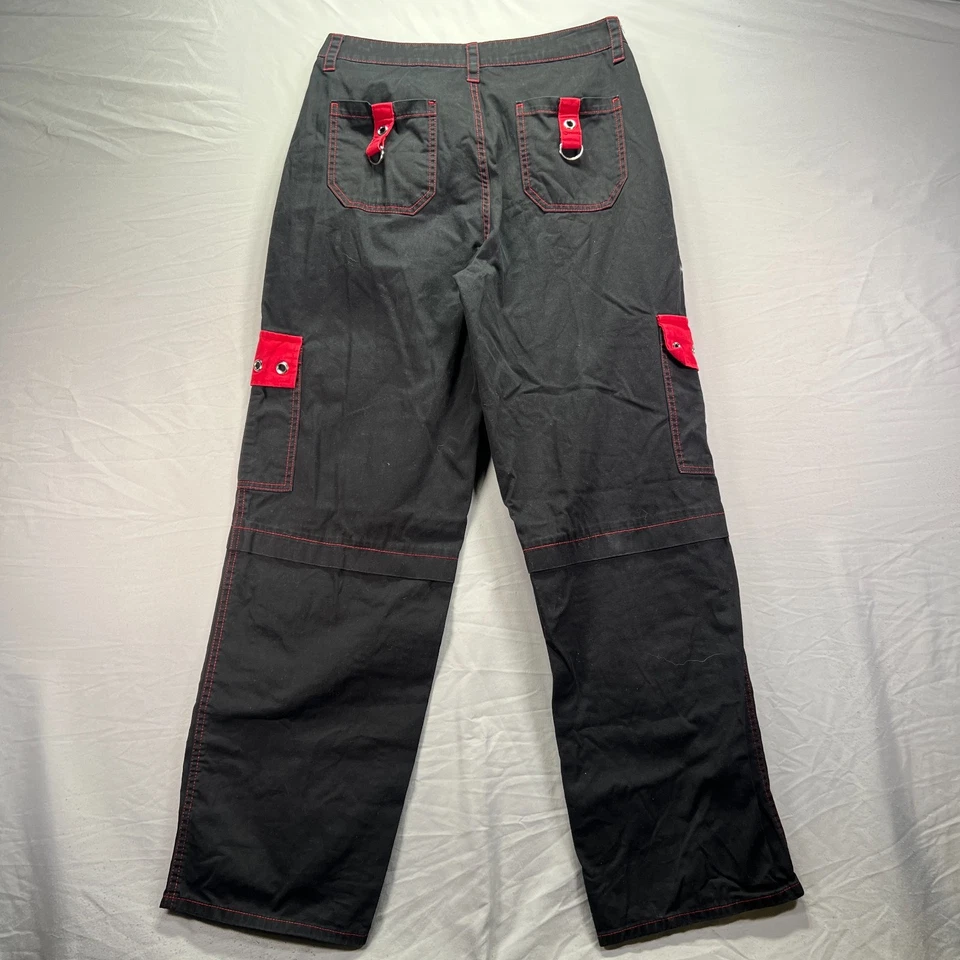 Hot Topic Pants Mens 30x32 Black Red Cargo Chains Goth Skater Cyberpunk Y2K - Image 3 of 4