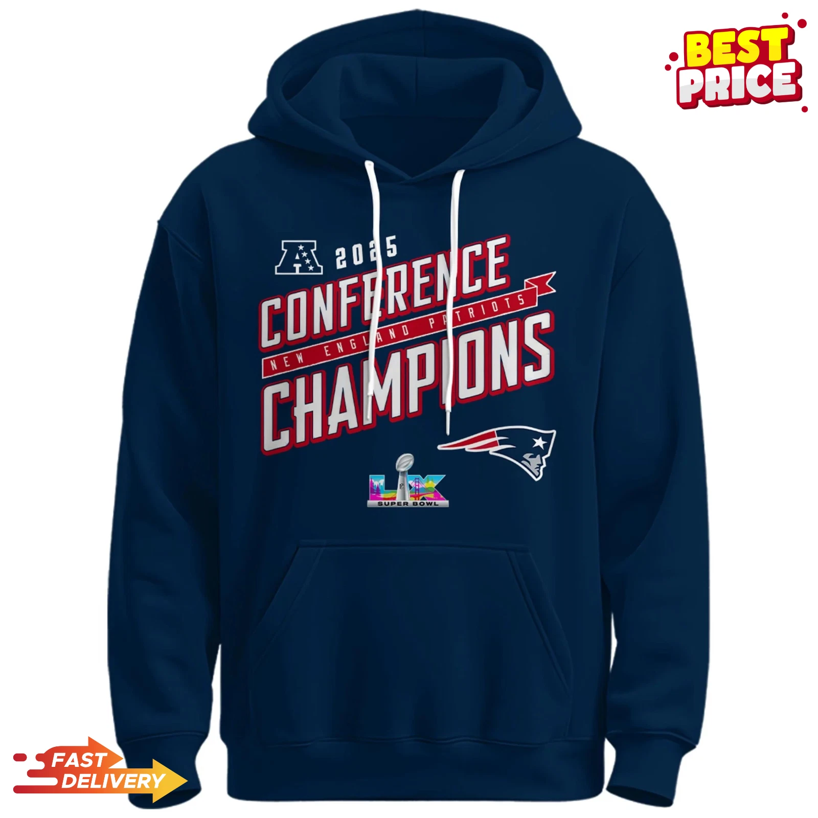New England Patriots x AFC Conference Champions Super Bowl LX Hoodie