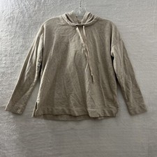 J Jill Pullover Sweater Top Womans XS Solid Beige Long Sleeve Hoodie Flaws