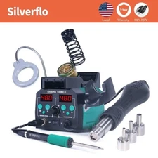 Silverflo T12-938BD-III  Soldering Iron Hot Air Gun Rework Station with Lamp