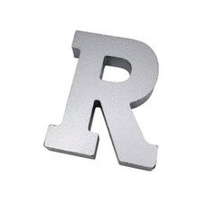 Wooden Letter R Wood Sign Decoration for Craft DIY Painted Silver Gray 4.5" H