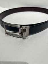Geoffrey Beene Mens Sz 36 Reversible Belt Brown / Black Business Silver Hardware