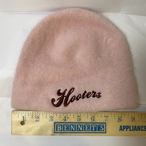 HOOTERS Vintage rosa Angora & Wolle Beanie Mütze weich flauschig & warm bestickt - Bild 10 von 12