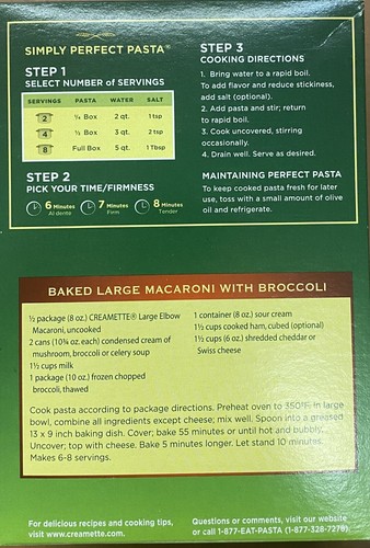 2x Creamette Pasta GROSSER ELLENBOGEN MAKKARONI Nudeln NICHT GENTECHNIKFREI 16 Unzen Box - 2er Pack - Bild 4 von 4