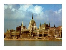 Budapest Parliament Postcard Scalloped Hungary  Vintage 60s 70s Old.